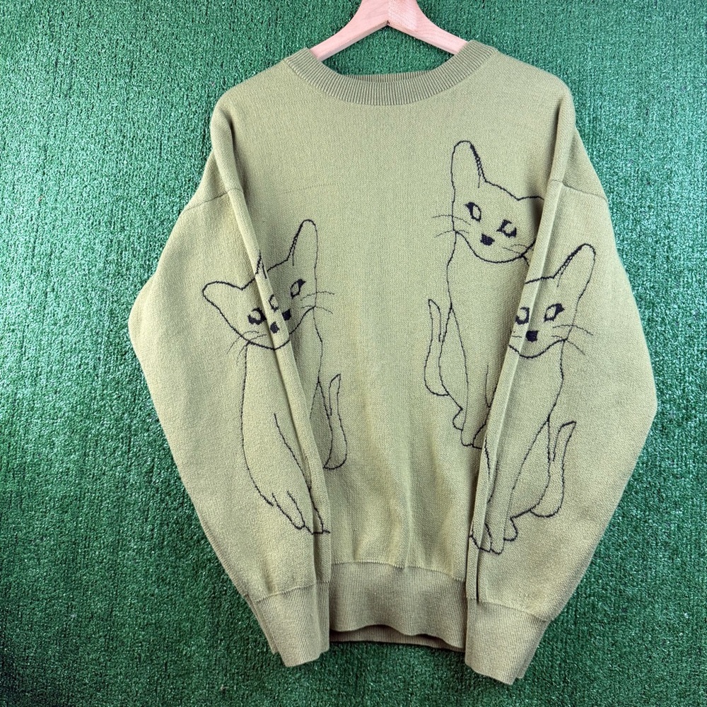 Cozy Green Cat Sweater